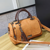 Luxury Woman Bag Ladies Retro PU Leather Bag Female Tassel Zipper Crossbody Bags Travel Shoulder Mart Lion   