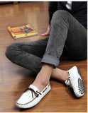 Autumn British Style Loafers Shoes Men's Low Cut Lacing Casual Genuine Leather MartLion   