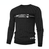 Spring Men's Round Neck Pullover Sweater Long Sleeve Jacquard Knitted Tshirts Trend Slim Patchwork Jumper for Autumn Mart Lion   