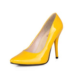 Glamour Blue Beige Women Formal Pumps Classic Stiletto Heels Lady Nude Shoes MartLion Yellow 6.5 