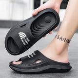 Breathable Beach Slippers Men's Bathroom Slippers Outdoor Non-slip Slides Leisure Sneakers Soft Casual Shoes Mart Lion 5-Black 6.5 