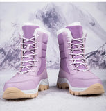 Winter Women's Waterproof Boots Strap Up Flat Heel Boots Warm Snow Shoes, Plush Outdoor Casual Boots MartLion   