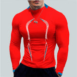 t Shirt Men's Quick Drying Sport Fitness Shirts Long Sleeve Bodybuilding Top Compression Running t Shirt Gymwear MartLion Red S 