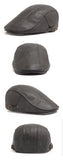  Men's PU Leather Beret Autumn Winter Visor Flat Cap Thicken Warm Hat Berets Vintage England Newsboy Caps MartLion - Mart Lion
