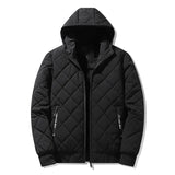 Jackets for Men with Hood Winter Cotton Padded Jacket Men Clothing Rhombus Texture Casual Parkas MartLion   