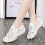 Hollow Elastic Women sneakers Slip Summer Wedges Outsole Ladies Shoes Breathable loafers MartLion   