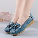 Summer Leather Women's Shoes Moccasins Platform Soft Boat Cutout Flats Casual Low Heel Nurse Lolita MartLion   