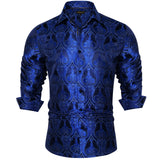 Luxury Silk Designer Men's Shirt Long Sleeve Social Button Down Collar Dress Blouse Prom Party Clothing MartLion CY-2060 S 