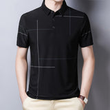 Summer Short Sleeve T-shirt Men's Casual Slim Fit Turn-down Collar Print Homme Mart Lion black M 50-60 KG 