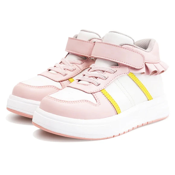 Girl's Sneakers with Hard Back Support Pink Lace Design Toe Walking Flat Feet Correction Shoes for Kids MartLion