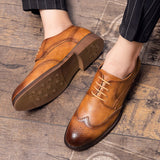 Brogue Men's Dress Shoes Elegant Microfiber Leather Formal Oxfords Mart Lion   