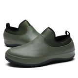 Men's Work Chef Shoes Non-Slip Casual Loafers Waterproof and Oilproof Flat Restaurant Outdoor Rain Boots MartLion   