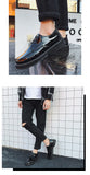 Black Shoes Men's Glitter Leather Casual Men's Classic Shoes Platform Footwear Zapatos Hombres MartLion   