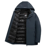 Autumn Winter Men's Casual Thicken Windproof Hooded Jackets Winter Warm Multi-Pocket Detachable Hat Jackets Coat MartLion Navy M 