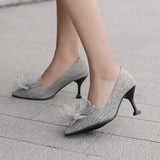 Elegant Brown Pink Women Pumps Hot 3 inch Pointed Toe High Heels Lady Party Shoes MartLion Gray 11.5 