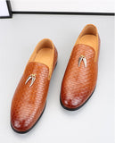 Men's Woven Leather Casual Shoes Trendy Party Wedding Loafers Moccasins Light Driving Flats Mart Lion   