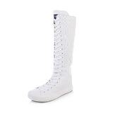  High Barrel Shoes for Women Elevated Canvas Flat Sole Boots Lace Casual Board MartLion - Mart Lion