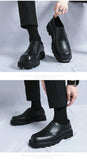 Leather Shoes Men's Shoes Korean Style Casual Thick Soled Leather Non-slip Wedding Loafers MartLion   