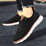 Spring Summer Mesh Shoes Men's Footwear Breathable Casual Flat Black White MartLion Black 7 
