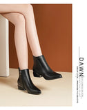 British style boots for women winter thick heeled oversized short boots MartLion