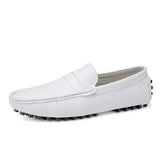 Formal Handmade Cowhide Men's Genuine Leather Shoes Loafers Dress Driving MartLion WHITE 46 insole 28.0cm 