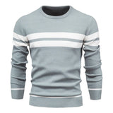 Men's Winter Stripe Sweater Thick Warm Pullovers Men's O-neck Basic Casual Slim Comfortable Sweaters MartLion pale green S 
