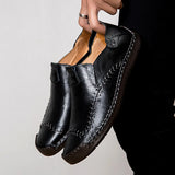 Men's Casual Handmade Breathable Hiking Driving Shoes Moccasins Loafers Hiking Sewing Designer MartLion Black 38 