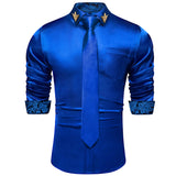Men's Shirts Long Sleeve Stretch Satin Social Dress Paisley Splicing Contrasting Colors Tuxedo Shirt Blouse Clothing MartLion   