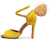 Woman Latin Ballroom Yellow Modern Leather Dance Shoes MartLion silk slim-11cm 10 