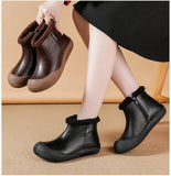 Leather Warm Cotton Boots  Boots Soft Botton  Surface Winter Thick Sole Mother Shoes MartLion   