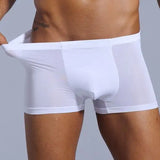 men's transparent underwear boxer Shorts Trunks ice silk Male panties underpants Gay underwear penis MartLion 490White XXL 