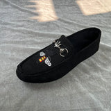 Red Embroidered Shoes Men's Breathable Loafers Flats Slip-on Casual Zapatos Hombre MartLion black Q095 38 