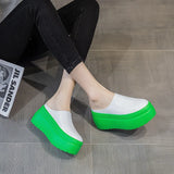 8cm Women Shoes Mules Genuine Leather White Black Platform Sandals Slippers Slides Summer Wedge MartLion WHITE 35 
