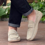 Men's Loafers Cow Suede Leather Casual Shoes Outdoor Soft Comfy Slip On Classics Flat Retro Driving Mart Lion   