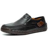 Leather Men Shoes Casual Men Loafers Slip On Leather Shoes Men MartLion black 48 