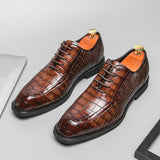 British Style Men's Oxfords Plaid Leather Shoes Dress Shoes Elite Formal Mart Lion   