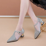 women cute sweet black leather square heel shoes for office classic pointed toe office party pumps MartLion zz 41 