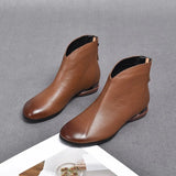 Ankle boots ladies England ladies autumn winter short women casual comfort artificial leather shoes MartLion Brown (Fabric) CN41 (Foot 25.5cm) CHINA