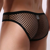 Hollow Men's Low-Rise Mesh Panties Fishnet Transparent Bikini Elastic Pouch Underwear Underpants White Black Briefs Mart Lion   