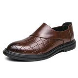 Zipper Elegant Men's Dress Shoes Formal Leather Wedding Footwear Sapato Social Masculino Mart Lion Wine Red 38 