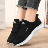 Spring and Autumn Women's Casual Sports Shoes Knitted Upper Breathable Shoes Pink Black MartLion   