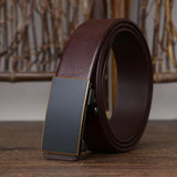3.5CM thickened cowhide genuine leather belt without teeth automatic buckle belt for men's luxury jeans belt MartLion Phnom Penh 100cm 