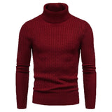 Autumn And Winter Turtleneck Warm Solid Color sweater Men's Sweater Slim Pullover Knitted sweater Bottoming Shirt MartLion wine EUR S 