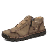 Men's Genuine Leather Shoes Luxury Slip on Handmade Ankle Boots Winter Moccasin MartLion Khaki Spring Autumn 13 
