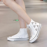  Canvas Shoes Inner Zipper Casual Women's Shoes Triangular Belt with Drilled Holes Short Boots Sneakers Women MartLion - Mart Lion