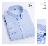 Men's Striped Plaid Oxford Spinning Casual Long Sleeve Shirt Breathable Collar Button Design Slim Dress MartLion   