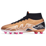 Men's Soccer Shoes Children‘s Football Boots TF FG Outdoor Grass Anti-Slip Soccer Sneakers MartLion BBN-2315-C-Gold 33 