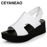 Fish Head Women Summer Shoes Sandals Selling Leather Platform Wedge MartLion   