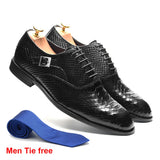 Handmade Cow Leather Men's Oxfords Snakes Print Banquet Ceremony Wedding  Lace Up Buckle Dress Shoes Office Footwear MartLion Black EUR 40 
