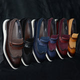 6 Colors Luxury Men's Non-slip Sneakers Genuine Leather Suede Wingtip Tassel Flat Loafers Driving Casual Shoes MartLion   